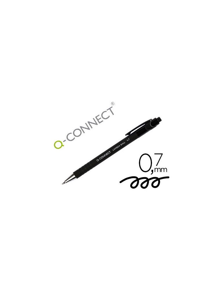 Boligrafo q-connect retractil con grip 0,7 mm color negro