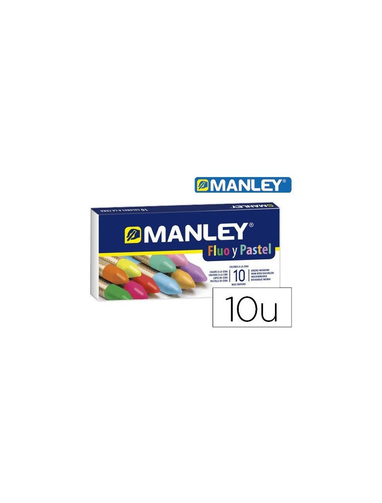 Lapices cera manley fluor y pastel caja de 10 colores surtidos