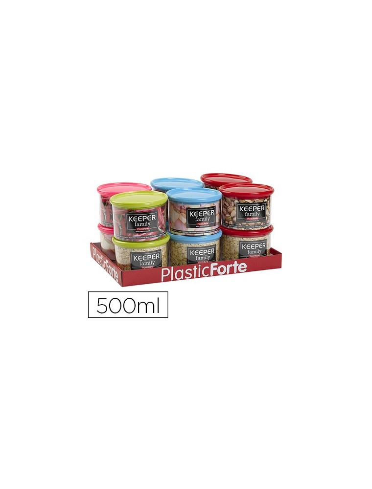 Bote multiusos plastico 500 ml con tapa de color 110x110x80 mm