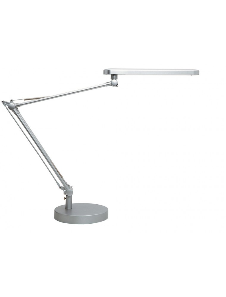 Lampara de escritorio unilux mambo led 5,6w doble brazo articulado abs y aluminio gris metalizado base 19 cm