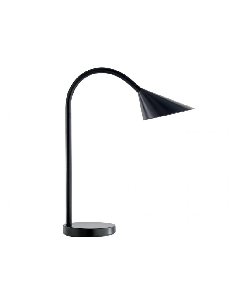 Lampara de escritorio unilux sol led 4w brazo flexible abs y metal negro base 14 cm diametro