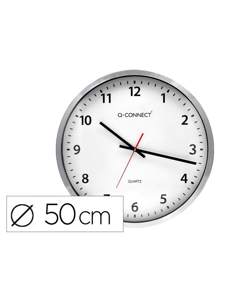 Reloj q-connect de pared plastico oficina redondo 50 cm marco cromado