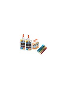 Kit elmers fabricacion slime con 2 botes cola transparente  2 botes liquido magico  4 botes purpurina colores