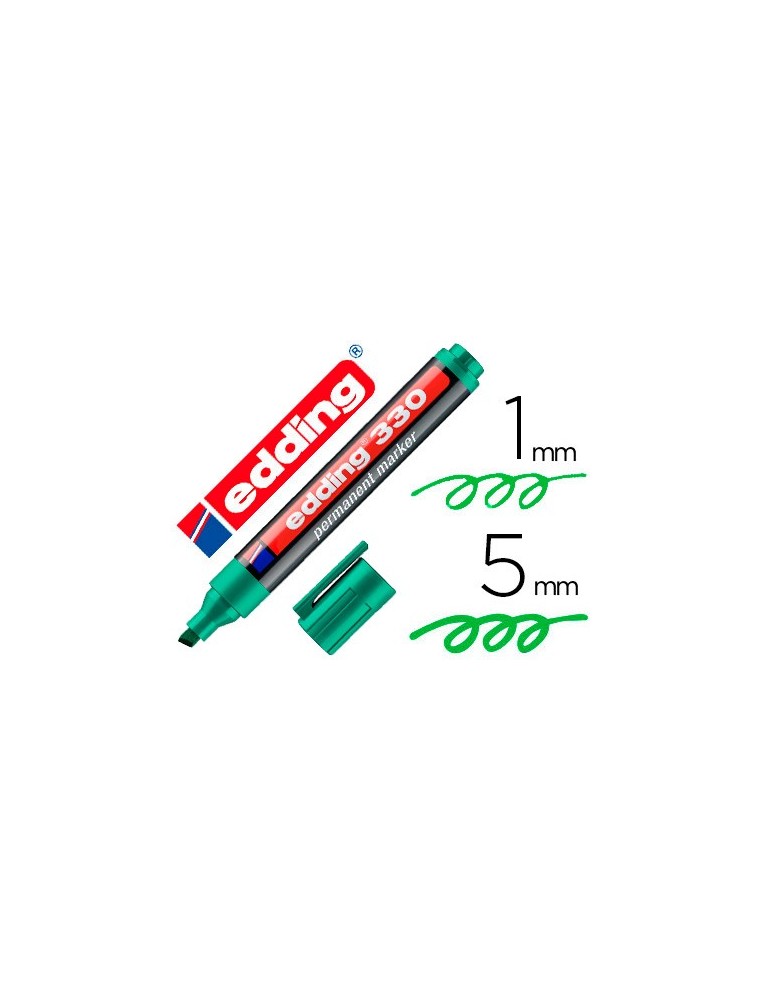 Rotulador edding marcador permanente 330 verde punta biselada 1-5 mm recargable