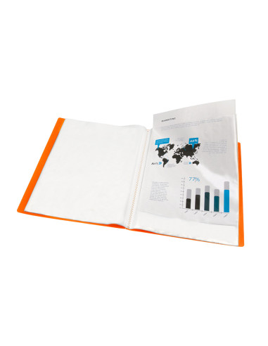 Carpeta liderpapel escaparate 47041 20 fundas polipropileno traslucida din a4 naranja frosty