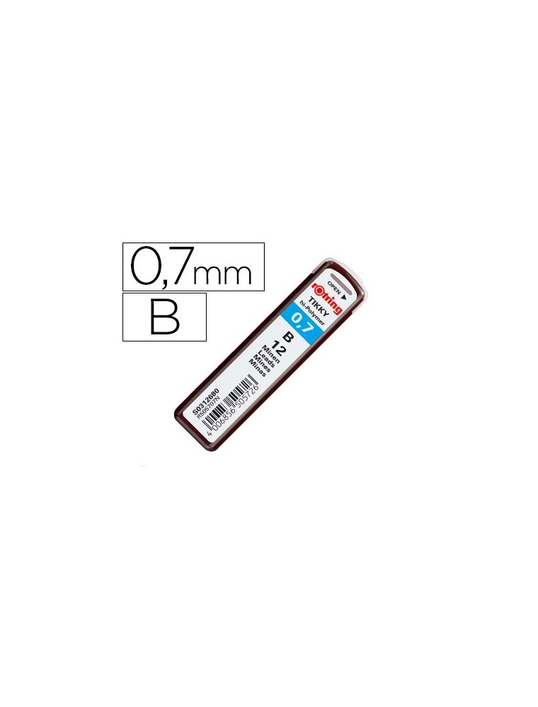 Minas rotring grafito 0,7 mm b estuche de 12 minas