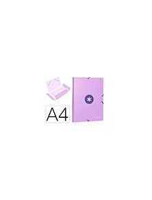 Carpeta liderpapel antartik gomas a4 3 solapas carton forrado color lavanda