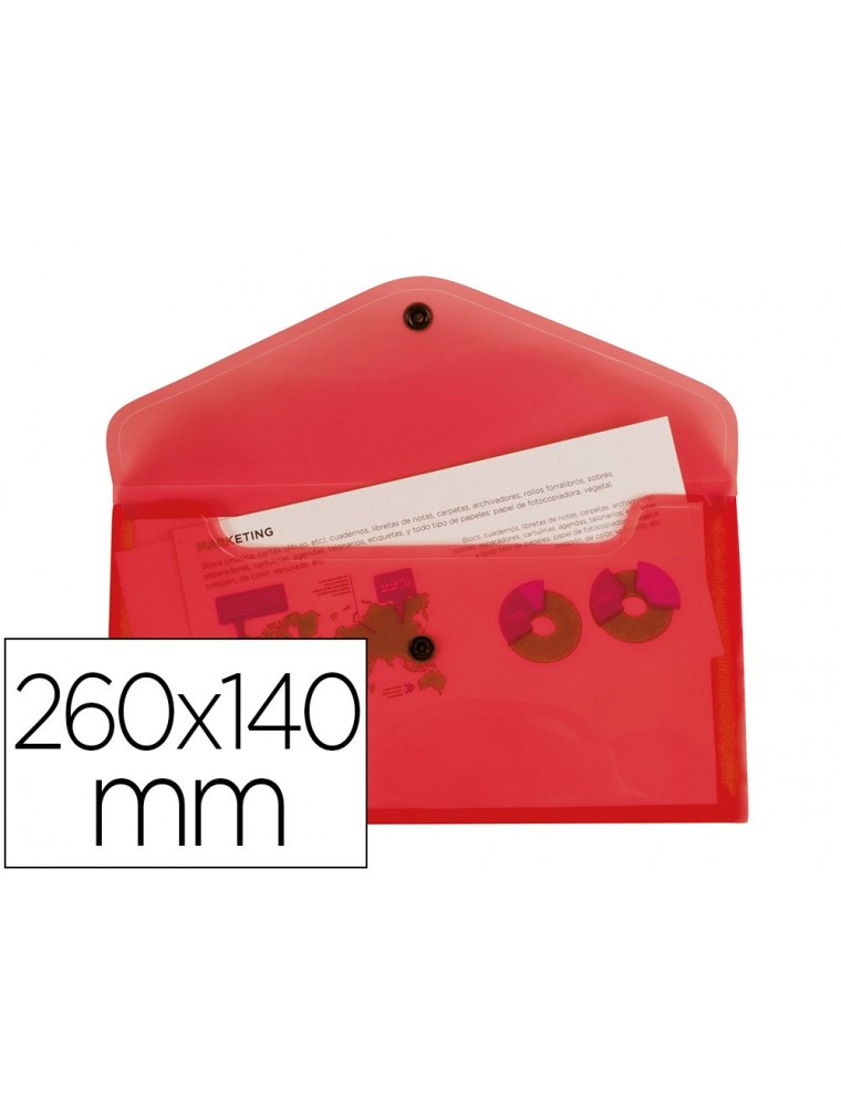 Carpeta liderpapel dossier broche polipropileno tamaño sobre americano 260x140 mm rojo translucido