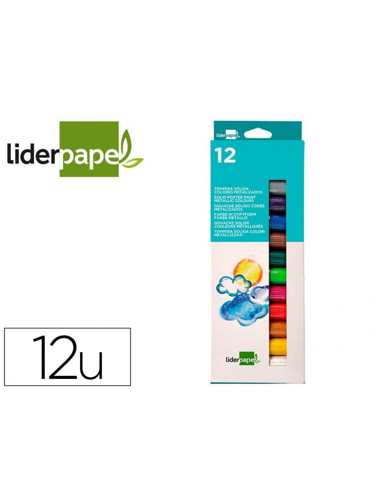 Tempera solida en barra liderpapel escolar 10 gr caja de 12 colores surtidos