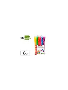 Marcador de cera gel liderpapel fluorescente estuche 6 unidades colores surtidos