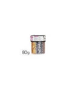 Purpurina fantasia liderpapel corazon y estrella color oro y plata bote de 80gr