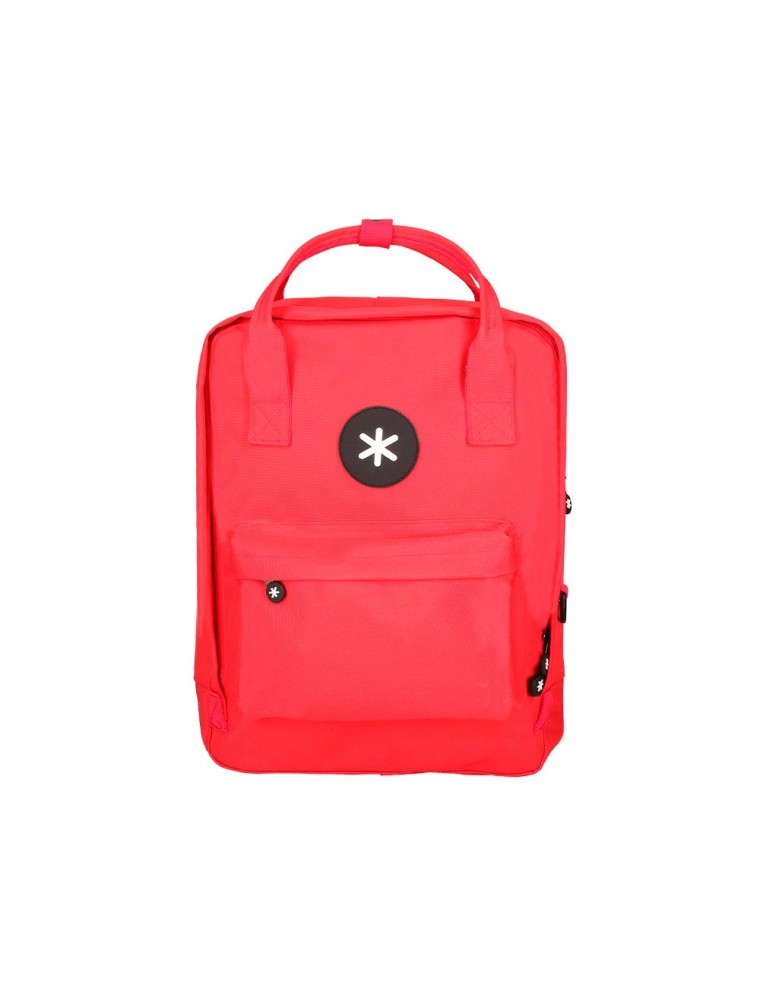 Cartera antartik mochila 2 asas y bolsillos exteriores rojo 300x115x390 mm