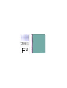 Cuaderno espiral liderpapel folio witty tapa dura 80h 75gr cuadro 4mm con margen color turquesa