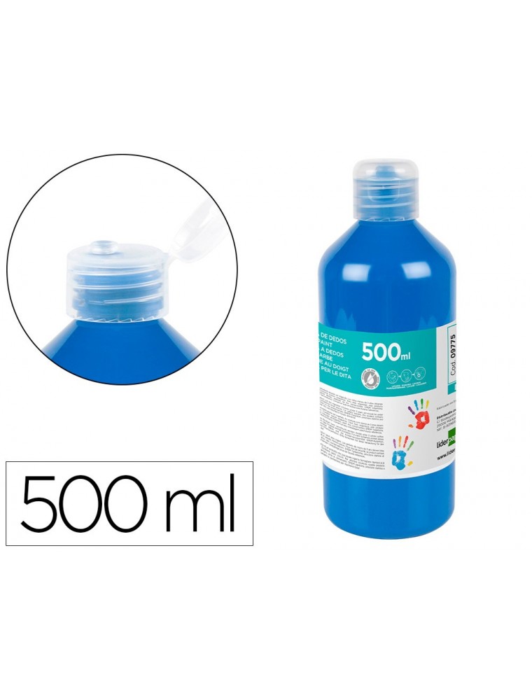 Pintura dedos liderpapel botella de 500 ml azul