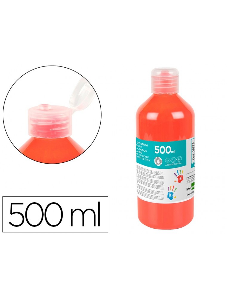 Pintura dedos liderpapel botella de 500 ml rojo