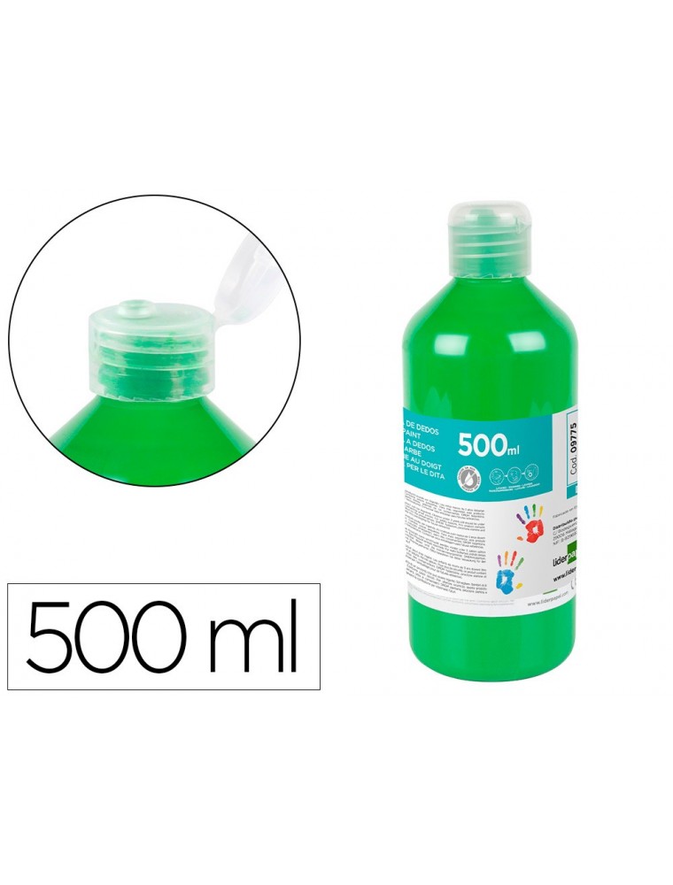 Pintura dedos liderpapel botella de 500 ml verde