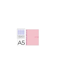 Cuaderno espiral liderpapel a5 micro crafty tapa forrada 120h 90 gr cuadro 5mm 5 bandas6 taladros color rosa