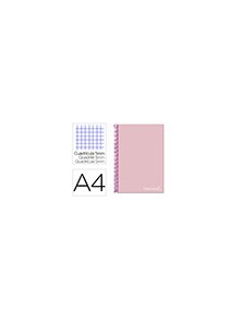 Cuaderno espiral liderpapel a4 micro jolly tapa forrada 140h 75 gr cuadro 5mm 5 bandas 4 taladros color rosa