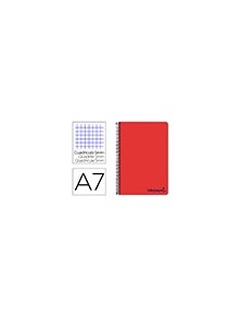 Cuaderno espiral liderpapel a7 micro wonder tapa plastico 100h 90 gr cuadro 5mm 4 bandas color rojo