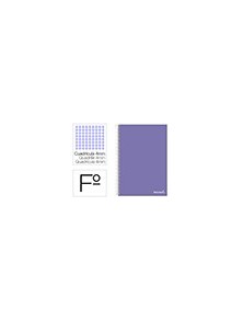 Cuaderno espiral liderpapel folio smart tapa blanda 80h 60gr cuadro 4mm con margen color violeta