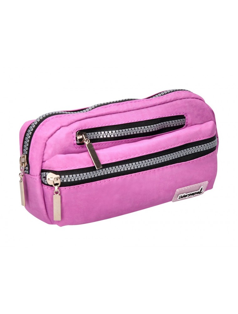 Bolso escolar liderpapel portatodo ovalado 3 bolsillos violeta pastel 195x40x100 mm