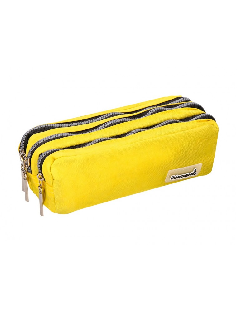 Bolso escolar liderpapel portatodo rectangular 3 bolsillos amarillo pastel 185x80x70 mm