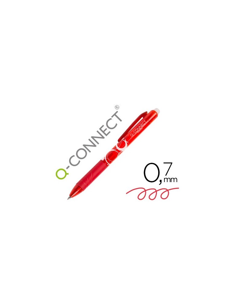 Boligrafo q-connect retractil borrable 0,7 mm color rojo