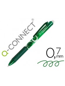 Boligrafo q-connect retractil borrable 0,7 mm color verde