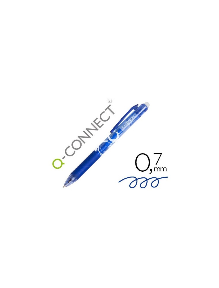 Boligrafo q-connect retractil borrable 0,7 mm color azul