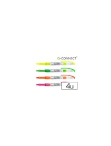 Rotulador q-connect fluorescente punta biselada tinta liquida bolsa de 4 unidades colores surtidos