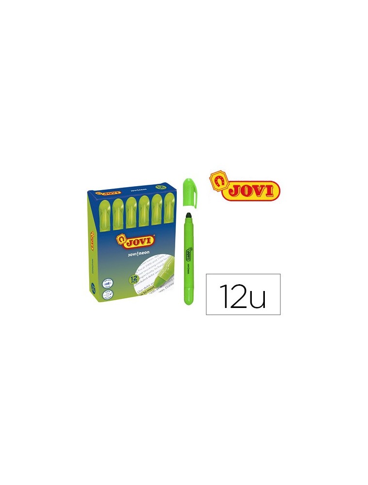 Marcador de cera gel jovi fluorescente verde caja de 12 unidades