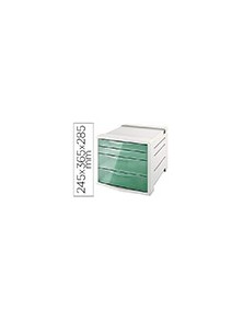 Fichero cajones de sobremesa esselte colour ice plastico 4 cajones color verde 245x365x285 mm