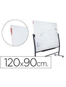 Pizarra blanca rocada lacada magnetica con soporte volteable doble cara 90x120 cm