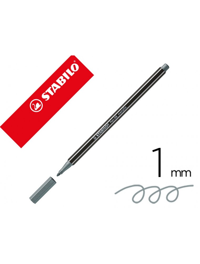 Rotulador stabilo acuarelable pen 68 metalico plata 1 mm