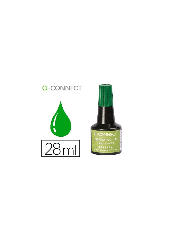 Tinta tampon q-connect verde frasco de 28 ml