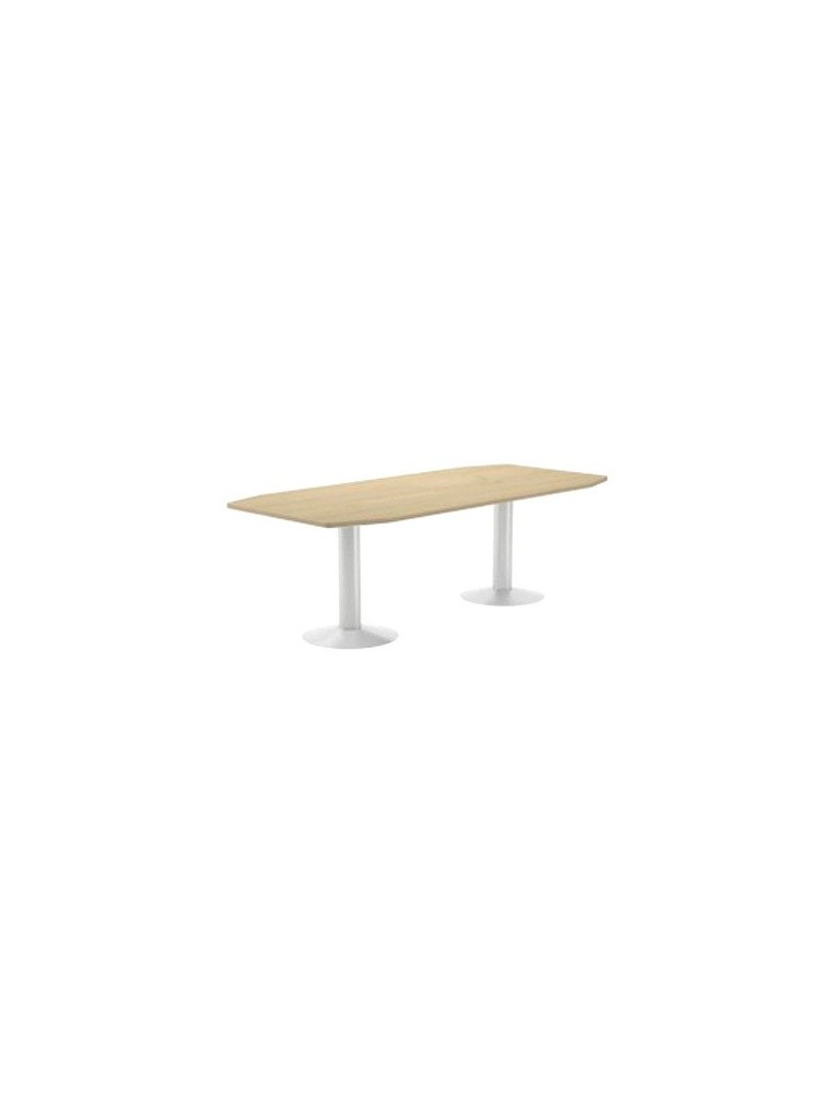 Mesa de reunion rocada meeting 3003atw04 estructura columna doble acero blanco tablero madera blanco