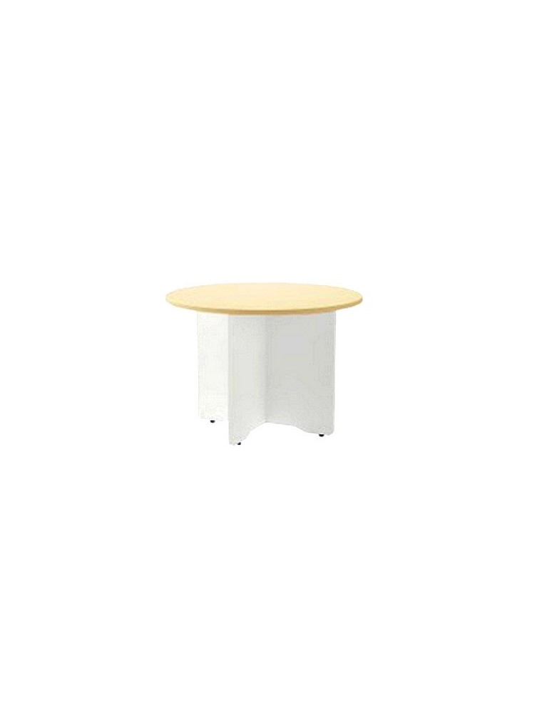 Mesa de reunion rocada meeting 3006aw04 estructura madera blanco en aspas tablero madera haya 120 cm