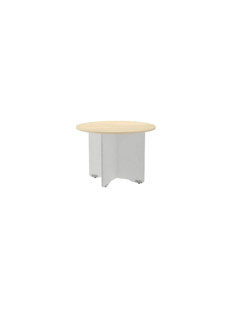 Mesa de reunion rocada meeting 3006ab01 estructura madera gris aluminio en aspas tablero haya 120 cm diametro