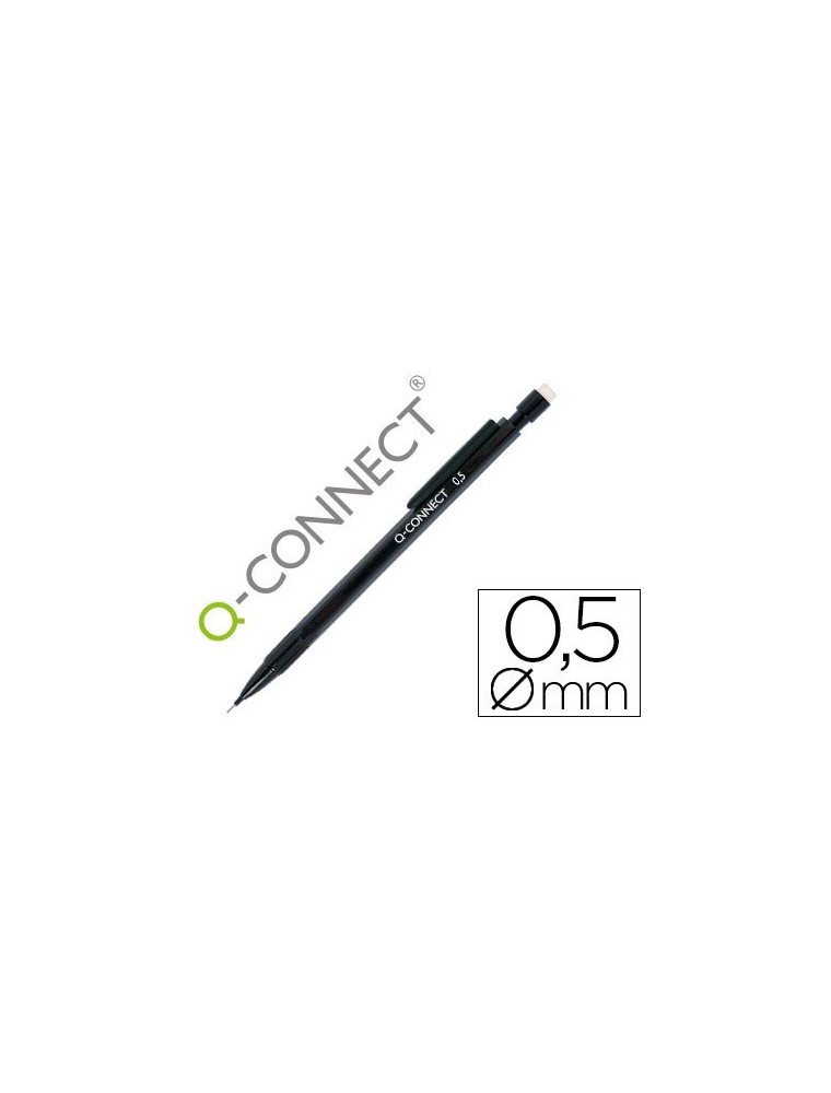 Portaminas q-connect 0,5 mm con 3 minas cuerpo negro con clip negro