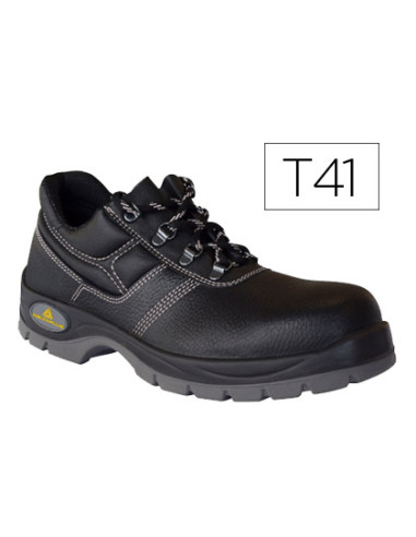 Zapatos de seguridad deltaplus de piel crupon grabada con forro absorbente y plantilla de latex color negro talla 41