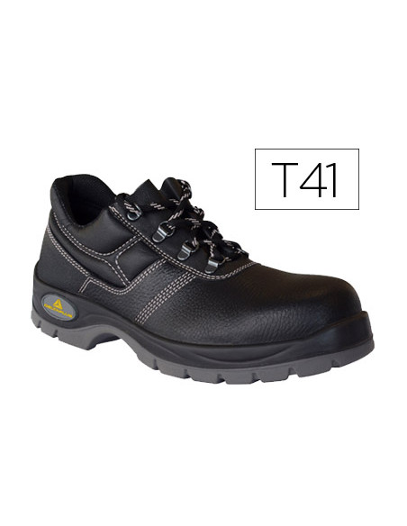 Zapatos de seguridad deltaplus de piel crupon grabada con forro absorbente y plantilla de latex color negro talla 41