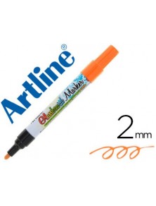 Rotulador artline glass marker especial cristal borrable en seco o humedo color naranja fluor