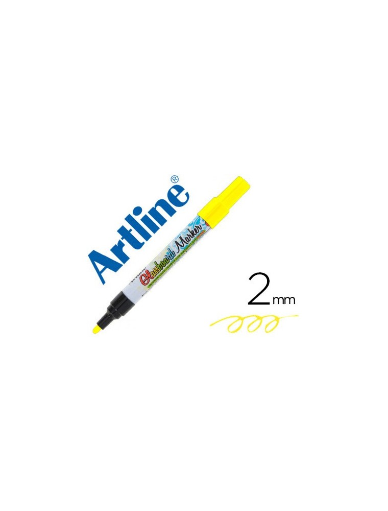 Rotulador artline glass marker especial cristal borrable en seco o humedo color amarillo fluor