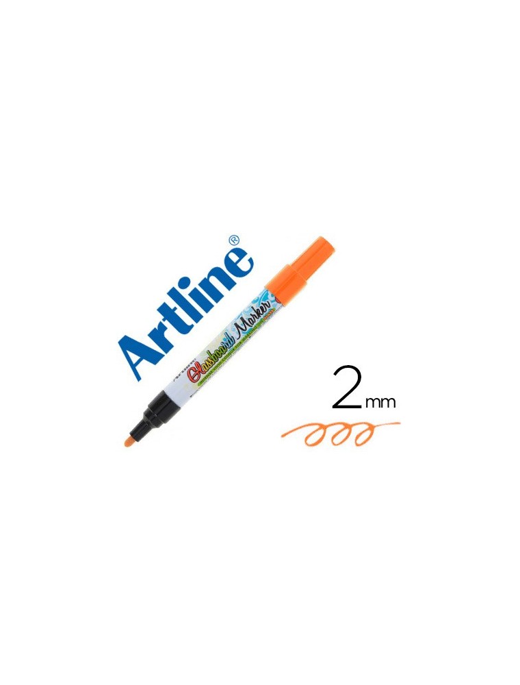 Rotulador artline glass marker especial cristal borrable en seco o humedo color naranja fluor