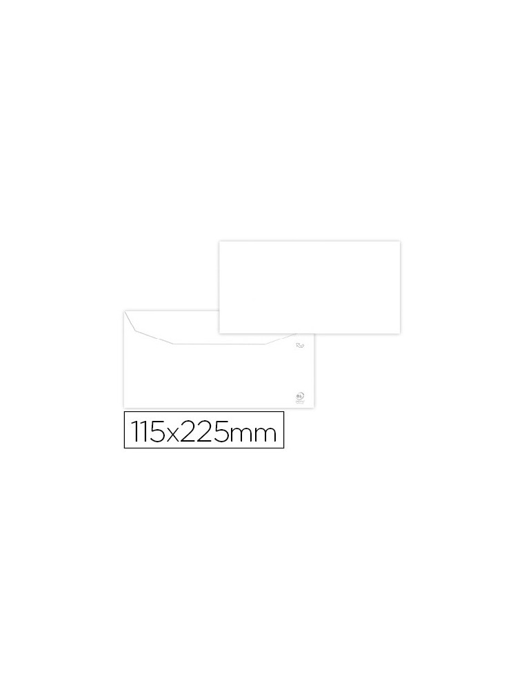 Sobre liderpapel blanco 115x225 mm solapa engomada papel offset 80 gr caja de 500 unidades