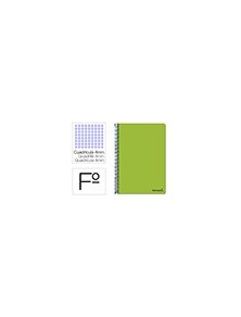 Cuaderno espiral liderpapel folio smart tapa blanda 80h 60gr cuadro 4mm con margen color verde