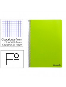 Cuaderno espiral liderpapel folio smart tapa blanda 80h 60gr cuadro 4mm con margen color verde