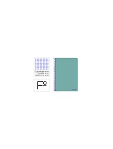 Cuaderno espiral liderpapel folio smart tapa blanda 80h 60gr cuadro 4mm con margen color turquesa