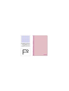 Cuaderno espiral liderpapel folio smart tapa blanda 80h 60gr cuadro 4mm con margen color rosa