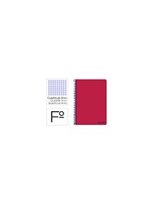 Cuaderno espiral liderpapel folio smart tapa blanda 80h 60gr cuadro 4mm con margen color rojo